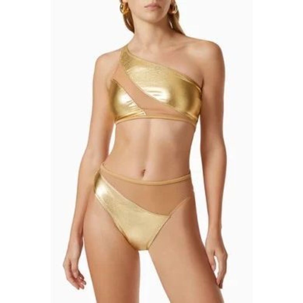 NORMA KAMALI Snake Mesh Bra Top gold foil, XL